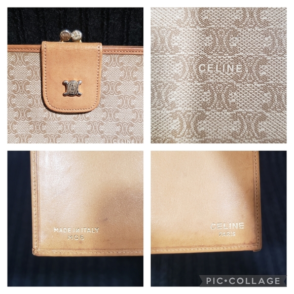 Vintage Celine Macadam Triomphe Light Beige Long Leather Checkbook Wallet - Picture 3 of 11